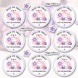 Halloween Trick or treat naam roze kus cut Sticker