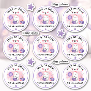 Halloween Trick or treat naam roze kus cut Sticker