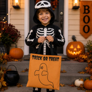 Halloween Trick or Treat Oranje Geest Omtrek Cadea Tote Bag