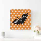 Halloween trick or treat oranje polka stippen vierkante klok (Huis)