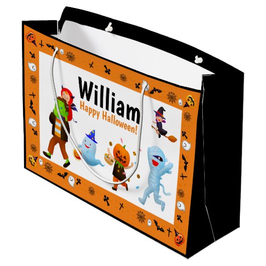 Halloween Trick-or-Treat Parade Persoonlijke tas Groot Cadeauzakje (Achterkant Gekanteld)