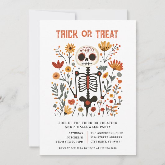 Halloween Trick or Treat Party Invitation Kaart (Voorkant)