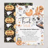 Halloween Trick or treat Party Kaart (Voorkant / Achterkant)