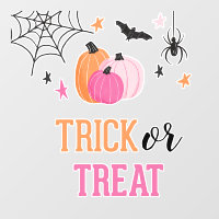 Halloween Trick or treat Pink Pumpkins Spider Web