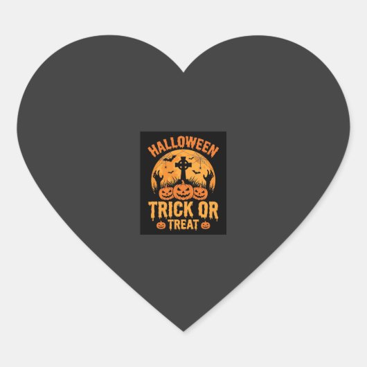 Halloween Trick or Treat Pompoen Begraafplaats Ont Hart Sticker (Voorkant)