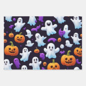 Halloween Trick or treat Pompoen Boo Ghost Zwart Inpakpapier Vel (Voorkant 3)