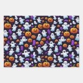Halloween Trick or treat Pompoen Boo Ghost Zwart Inpakpapier Vel (Voorkant)