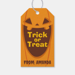 Halloween Trick or treat Pompoen Spooky Face Retro Cadeaulabel