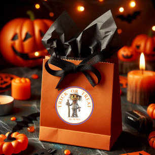 Halloween Trick or treat pompoen vogelverschrikker Ronde Sticker