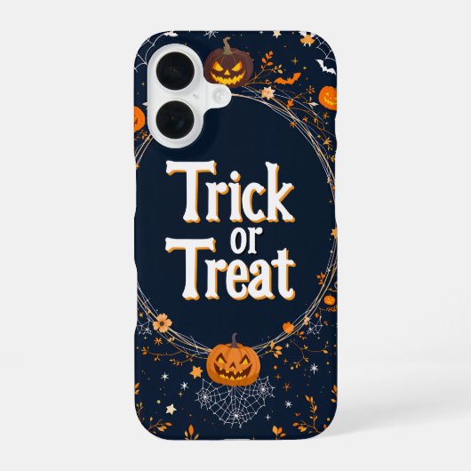 Halloween Trick or Treat Pumpkin Design iPhone 16 Hoesje (Achterkant)