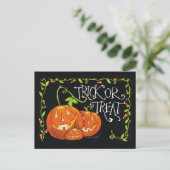 Halloween Trick or treat Pumpkin en Candy Corn Briefkaart (Staand voorkant)