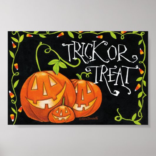Halloween Trick or treat Pumpkin en Candy Corn Poster (Voorkant)