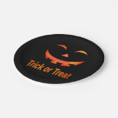 Halloween Trick or Treat Pumpkin Face Papieren Bordje (Gekanteld)