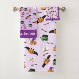 Halloween Trick or treat Pumpkin Pattern Paars Bad Handdoek