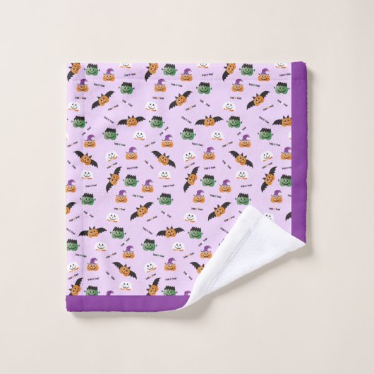 Halloween Trick or treat Pumpkin Pattern Paars Bad Handdoek (Wasdoekje)