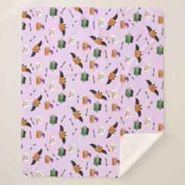 Halloween Trick or treat Pumpkin Pattern Paars Sherpa Deken