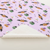Halloween Trick or treat Pumpkin Pattern Paars Sherpa Deken (3/4)