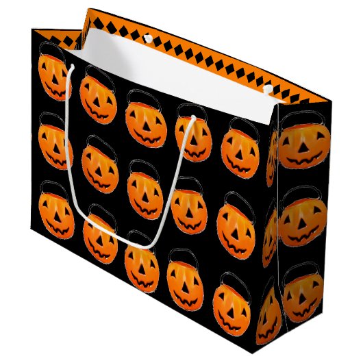 Halloween Trick or Treat Pumpkins Groot Cadeauzakje (Voorkant Gekanteld)