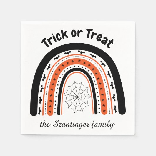 Halloween trick or treat regenboogvleermuizen gepe servet (Voorkant)