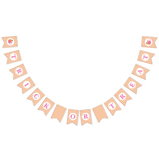 Halloween TRICK OR TREAT Roze pompoenen en gelooid Vlaggetjes (Alle)