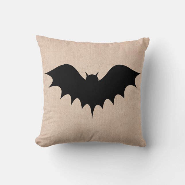 Halloween Trick or treat Scary Bat Burlap Kussen (Voorkant)