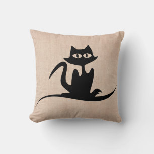 Halloween Trick or treat Scary Cat Burlap Kussen