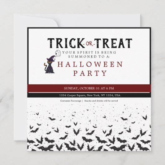 Halloween Trick or treat Scary Cat Party Custome Kaart (Voorkant)