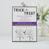 Halloween Trick or treat Scary Cat Party nodigt ui RSVP Kaartje (Staand voorkant)