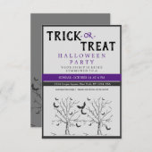 Halloween Trick or treat Scary Cat Party nodigt ui RSVP Kaartje (Voorkant / Achterkant)