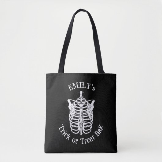 Halloween Trick or treat Scary Spooky Skeleton Tote Bag (Voorkant)