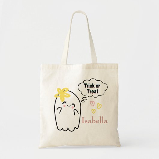 Halloween Trick or treat Schattige Ghost Tote Bag (Voorkant)