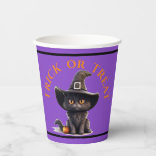 Halloween Trick or treat Schattige zwart kat heks Papieren Bekers