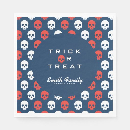 Halloween Trick or treat Schattigee schedels. Servetten (Voorkant)