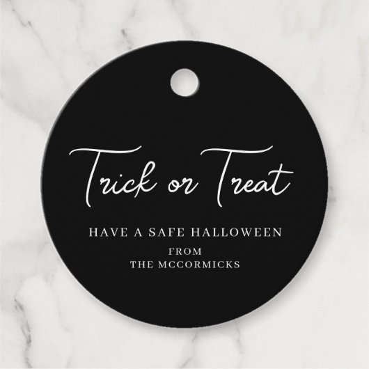 Halloween Trick or treat Script Party gepersonalis Bedankjes Labels (Voorkant)