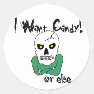 Halloween Trick-or-Treat Skeleton Ronde Sticker