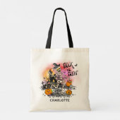 Halloween Trick or treat Skeleton Snoep Naam Tote Bag (Achterkant)