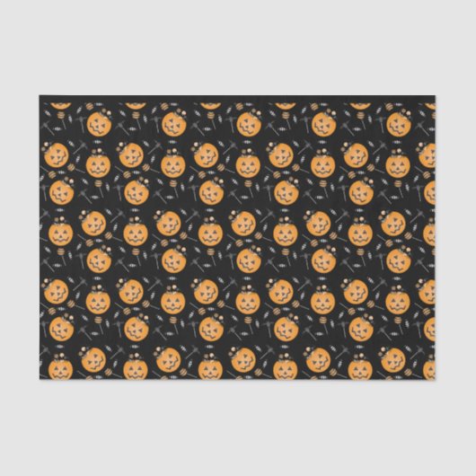 Halloween Trick or treat Snoep Bucket Patroon Tissuepapier (Voorkant)