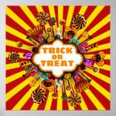 Halloween Trick or treat Snoep en snoepgoed. herfs Poster (Voorkant)