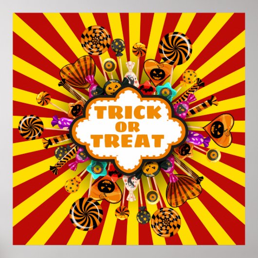 Halloween Trick or treat Snoep en snoepgoed. herfs Poster (Voorkant)
