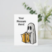 Halloween Trick or treat Snoep Ghost Briefkaart (Staand voorkant)