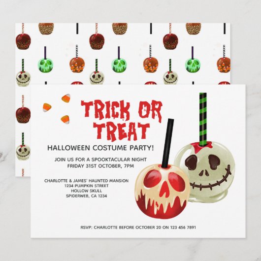 Halloween Trick or Treat Snoep Skull Kaart (Voorkant / Achterkant)