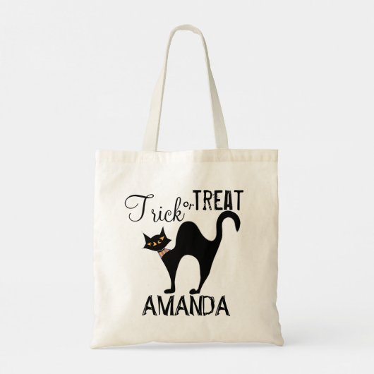 Halloween Trick or treat Spooky Black Cat Cute Tote Bag (Achterkant)
