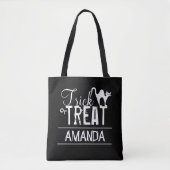Halloween Trick or treat Spooky Black Cat Cute Tote Bag (Voorkant)