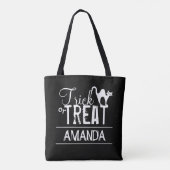 Halloween Trick or treat Spooky Black Cat Cute Tote Bag (Achterkant)