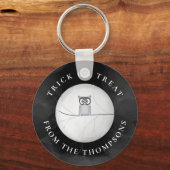 Halloween Trick or treat Spooky Creepy Owl Sleutelhanger (Voorkant)