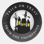 Halloween Trick or treat Spooky Haunted House Ronde Sticker (Voorkant)