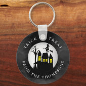 Halloween Trick or treat Spooky Haunted House Sleutelhanger (Voorkant)