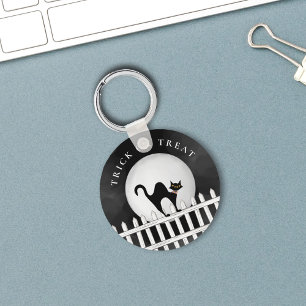 Halloween Trick or treat Spooky Scary Black Cat Sleutelhanger