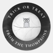 Halloween Trick or treat Spooky Scary Owl Ronde Sticker (Voorkant)