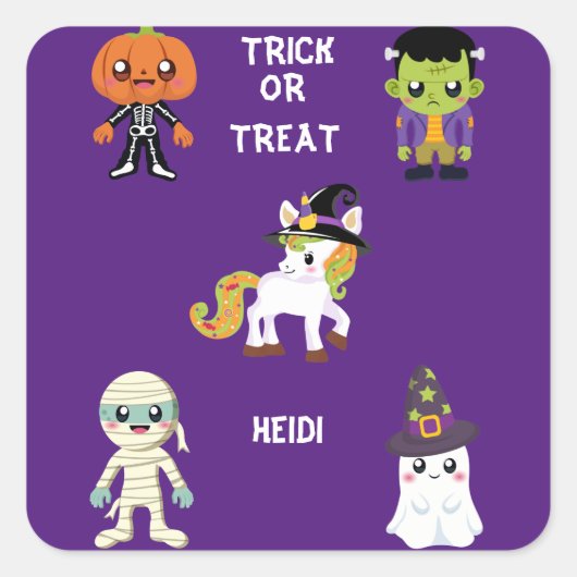 HALLOWEEN "TRICK OR TREAT STICKER PERSONALISEERD (Voorkant)